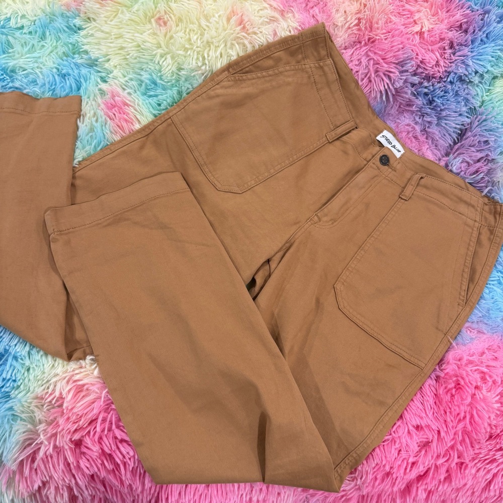 Studio Blue Utility Pants Women 32 Brown High Rise Patch Pocket